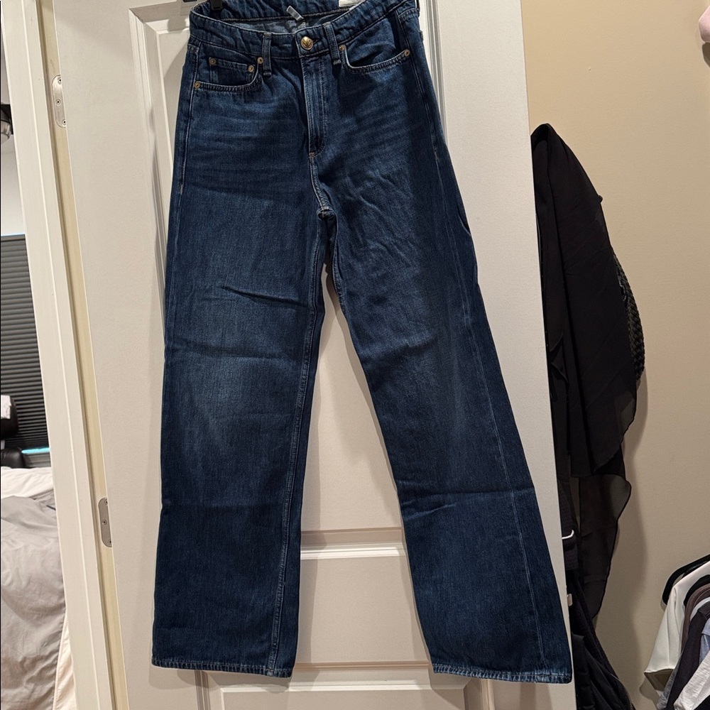 Rag & Bone Dark Blue Jeans 
Style: Logan Mid-Rise Wide Leg 
Color: Annalise
